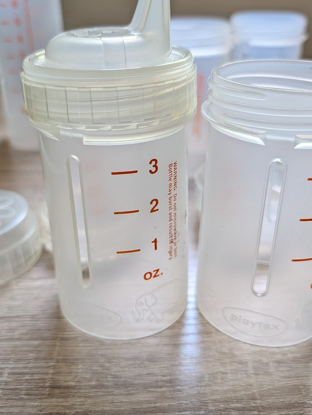 Vtg Playtex Nurser Flat Top Drop In. 8 Oz & 4 Oz Baby Bottles, Rings and Tops - Picture 4 of 6